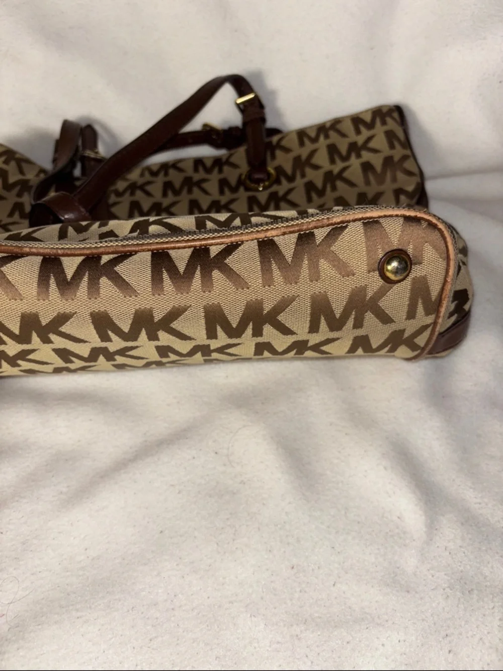Michael Kors Brown and Tan MK Logo Tote